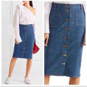 Tory Burch Blue Denim Midi Skirt